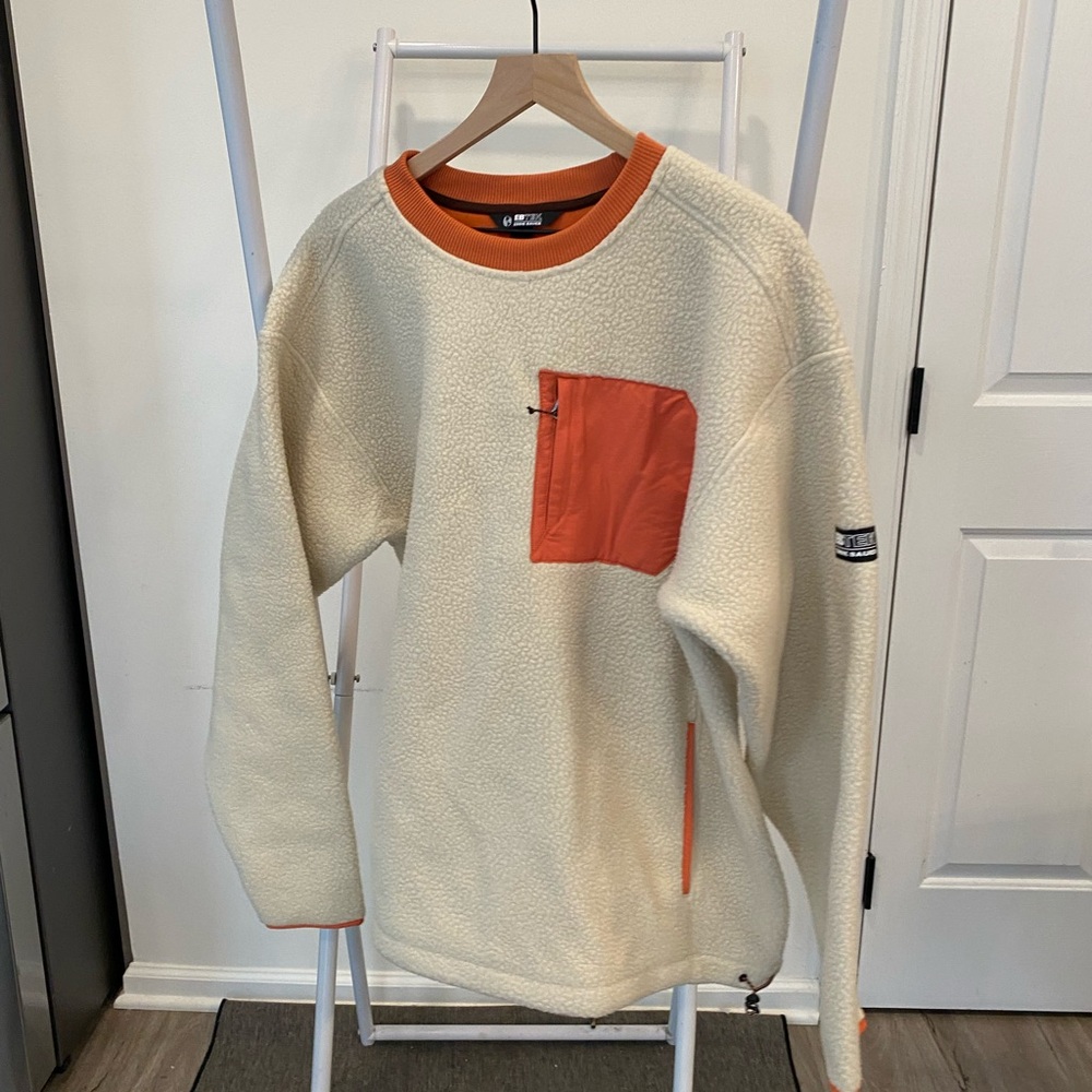 Eddie Bauer Cream and Orange Crewneck Sweater